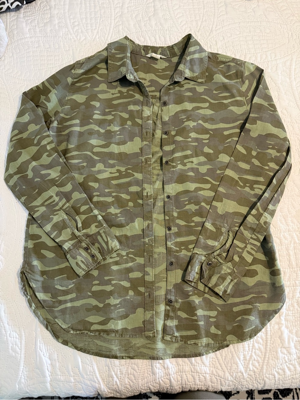 Caslon Olive Green Camo Button-Up Shirt